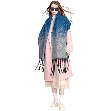 Yatemiole Womens Cashmere Gradient Color Warm Scarf Winter Soft Shawl Women Navy