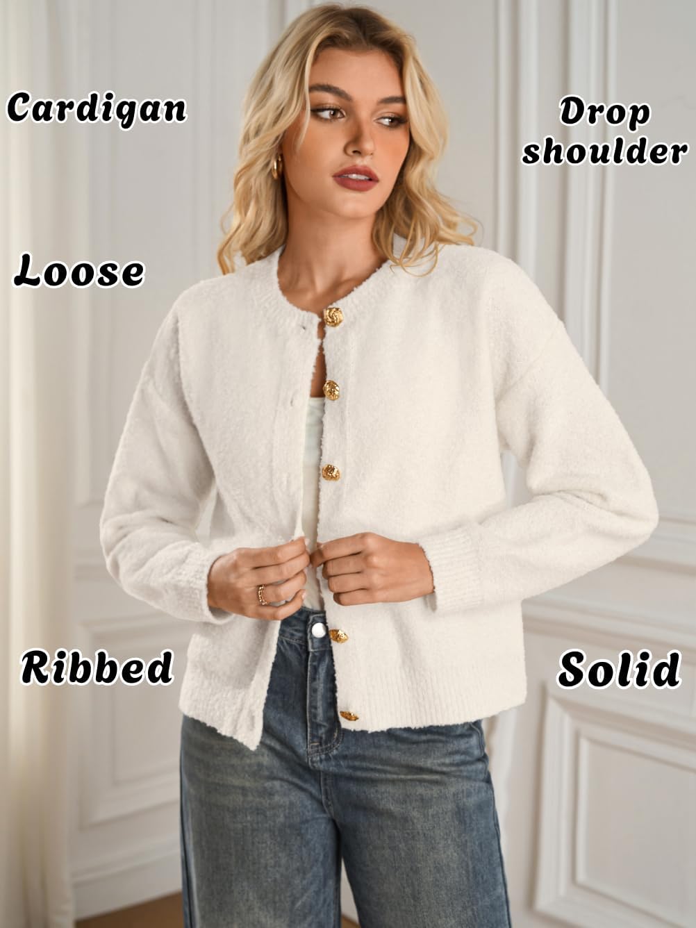 Chunky Knit Cardigan,Button Sweater Jacket for Women,Fall Trendy Cozy Cardigans - Image 2