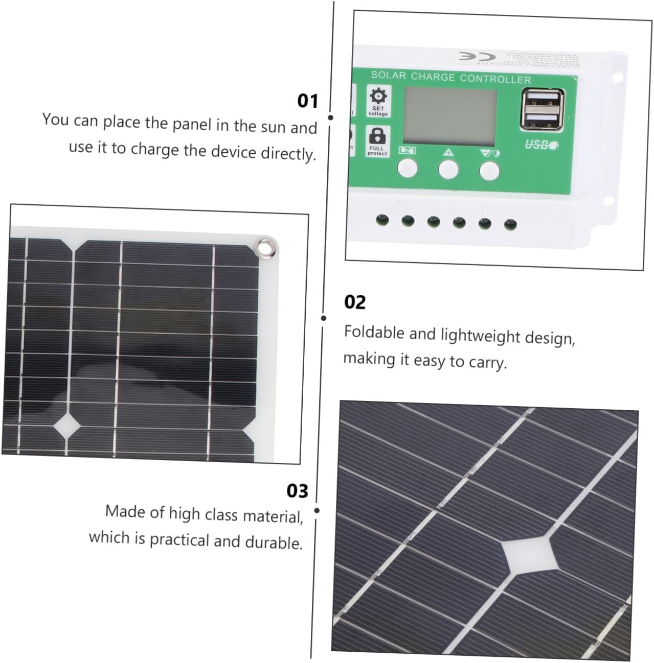 1set Flexible Solar Panel Charger for Outdoor Use Portable Solar Charging Device Controller for Camping Hiking and Emergency Power Needs