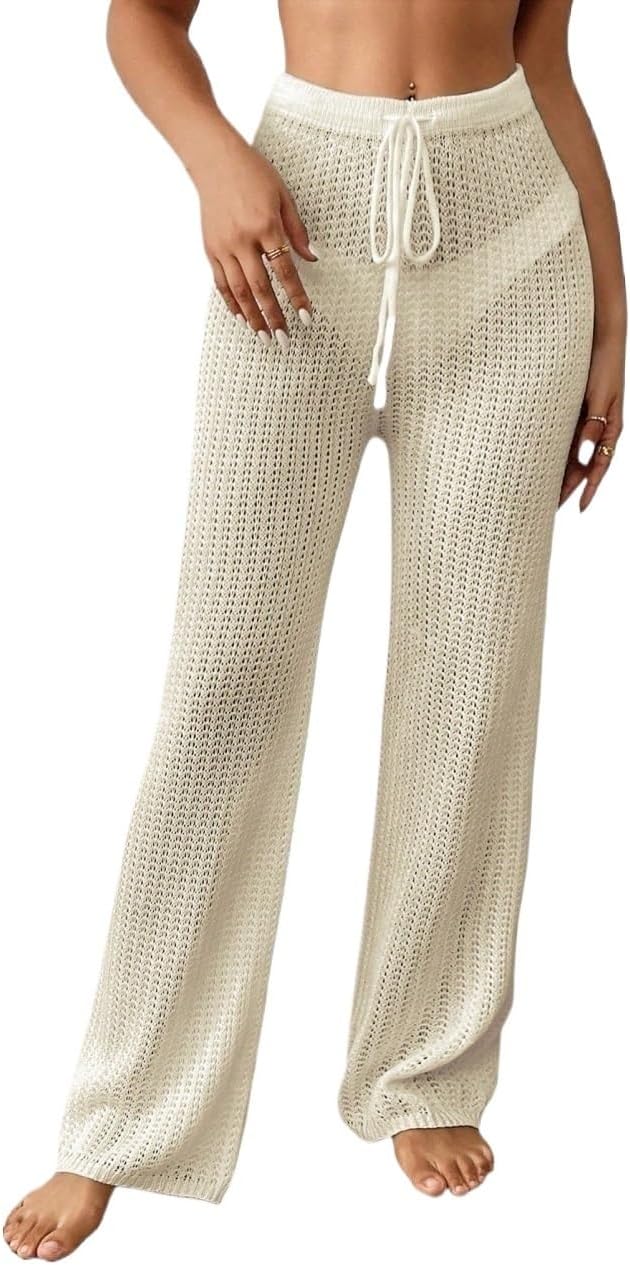 Womens Summer Beach Drawstring Cover-Up Pants cover ups for swimwear