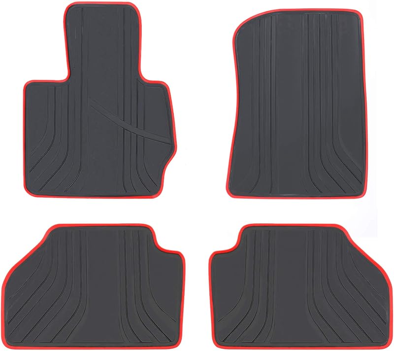 Tapetes de Borracha para BMW X3 X4 F25 F26 2011 a 2017, Sob Medida, Impermeáveis, com Borda Vermelha, Fileira Dianteira e Traseira, Kit com 1 conjunto