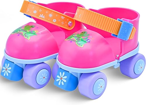 Patines de ruedas para niños niñas y niños de 2 a 6 años, patines ajustables para principiantes de cuatro ruedas para niños pequeños Rosa