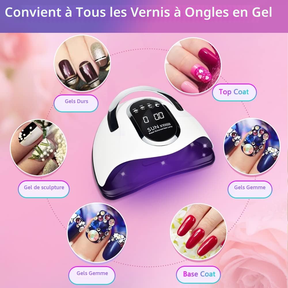 BEENLE Lampe UV LED pour Ongles, 280W Séchoir à Ongles à Séchage Rapide avec 66 LED Capteur Auto, Séchoir à Ongles Portable avec Poignée | 4 Réglages de Minuterie | Espace Plus Grand | Un Accessoire