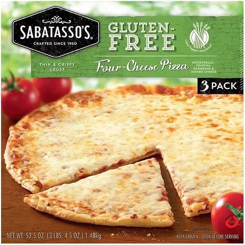 Sabatasso's Gluten Free Four Cheese Pizza - Thin And Crispy Crust - Mozzarella, Parmesan, Fontina And Asiago Cheese - 4 Pack ( 52.5 0Z Each) #TOP2