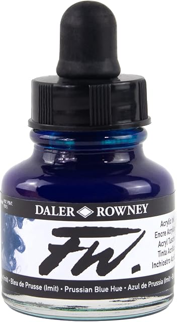 Daler - Rowney FW 29.5ml Acrylic Art Ink Bottle - Prussian Blue Hue