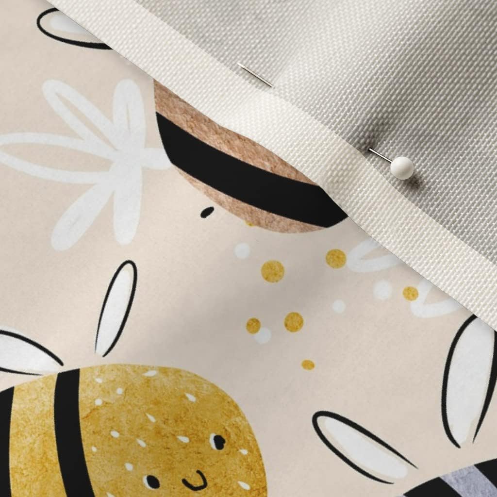 Spoonflower Fabric - Watercolor Bees Pattern Painted Children Nursery Neutral Pastel Bugs Printed on Upholstery Velvet Fabric Fat Quarter - Upholstery Home Decor Bottomweight Apparel