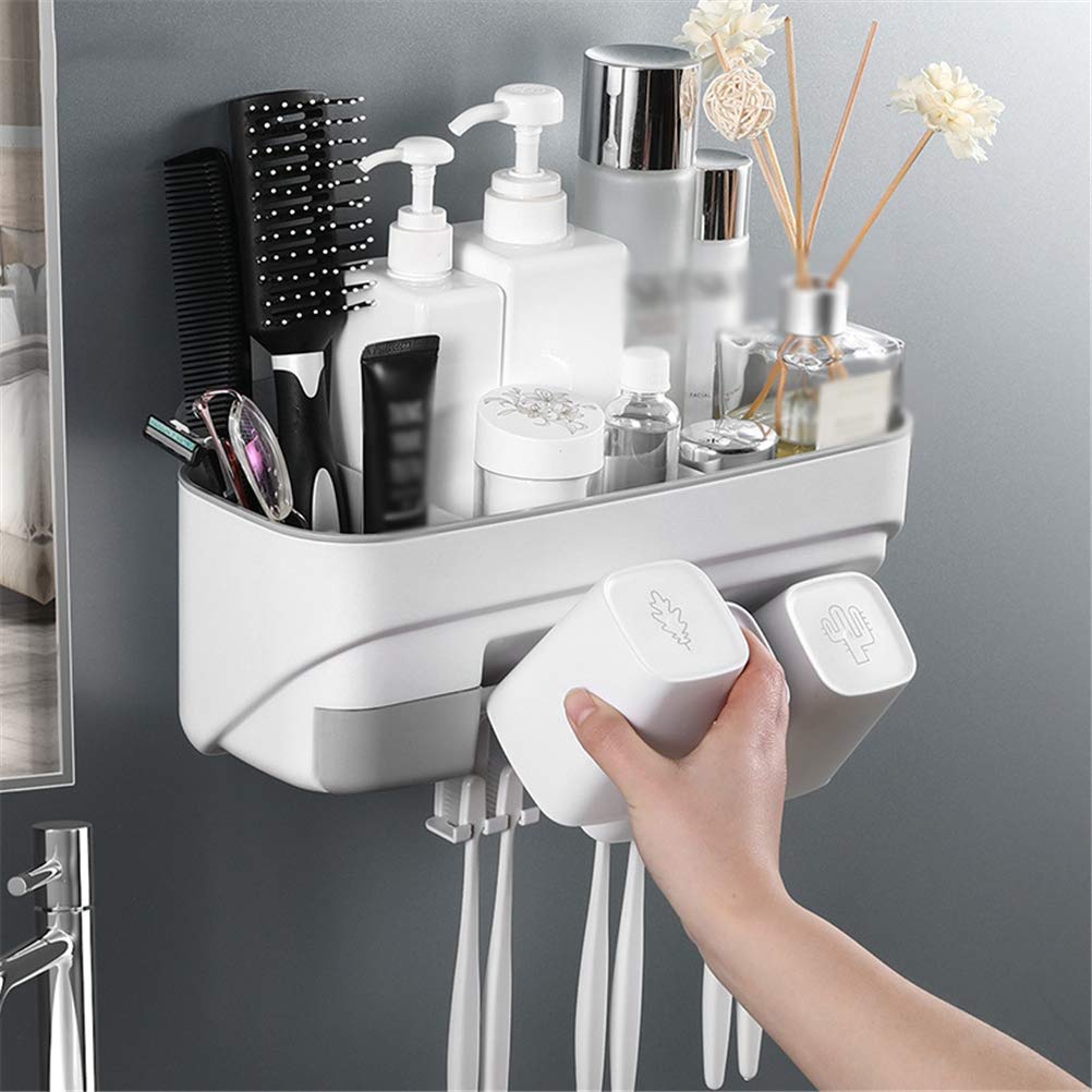 Funzione Porta Spazzolino da Bagno da Parete, Organizzatore per Spazzolino da Denti per Famiglia Lady Men Kids,F