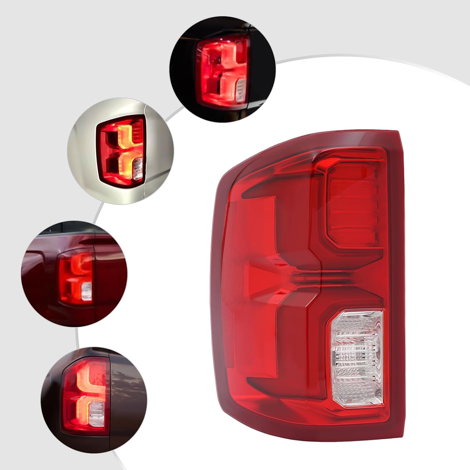 Tail Light Assembly Compatible for 2016-2018Chevy Silverado 1500 LTZ/High Country NON -Halogen Models, Left Driver Side Brake Stop Lamp, Parking Light Red Clear Lens (Left Driver Side)