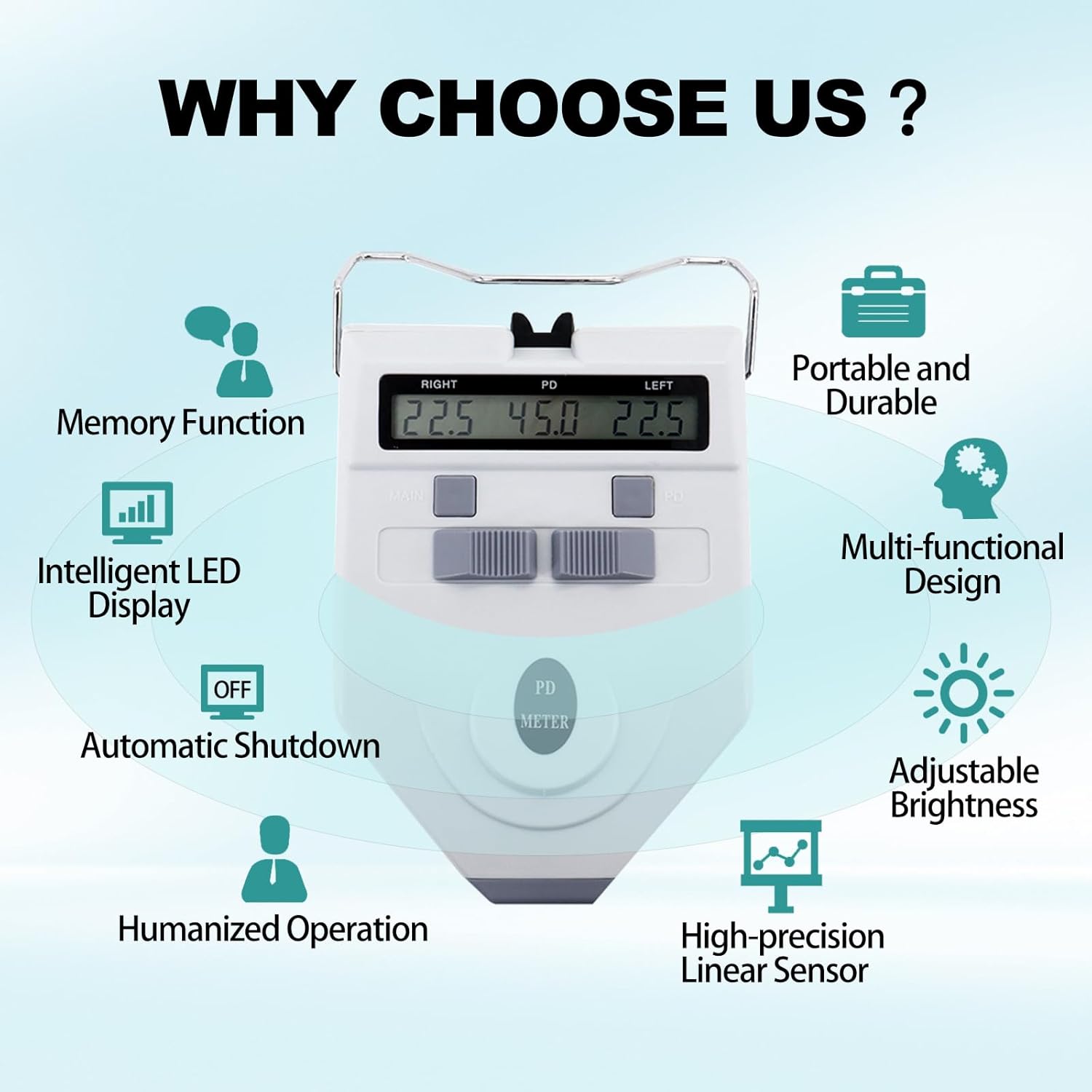 Optical Digital Pupilometer High Precision PD Meter Interpupillary Distance Measuring Tool with LCD Display, Pupil Distance Meter Optical Instrument