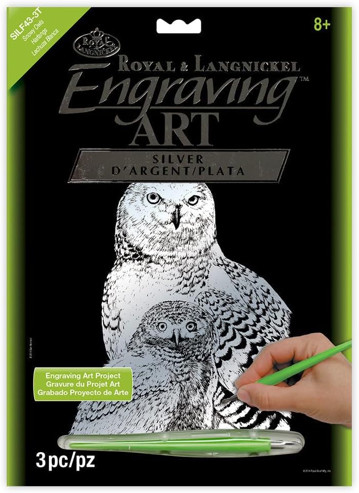 Royal & Langnickel SILF43 Engraving Art Set Silver Foil Snowy Owls