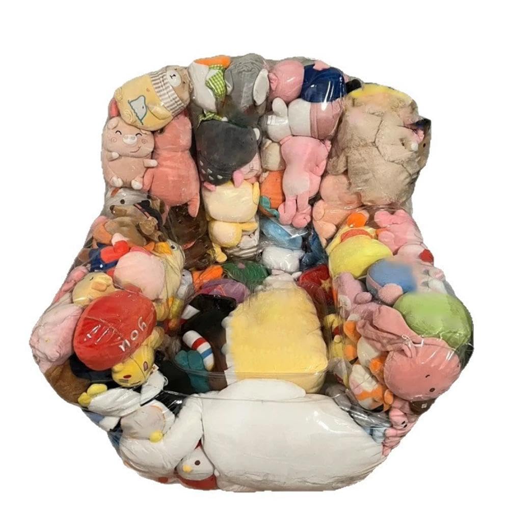 Transparente Stofftier-Aufbewahrungs-Sitzsack-Abdeckung für Kinder, großes Fassungsvermögen, Spielzeug-Organizer und Aufbewahrung mit doppeltem Reißverschluss, kreative PVC-Plüschtieraufbewahrung