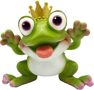 LSBDJDL Couple Ornament Couple Statue Valentine's Day Gift Frog Statue Princess and The Frog Crown Decor Frog Prince Princess and The Frog Decor Frog Figurine (Prince)