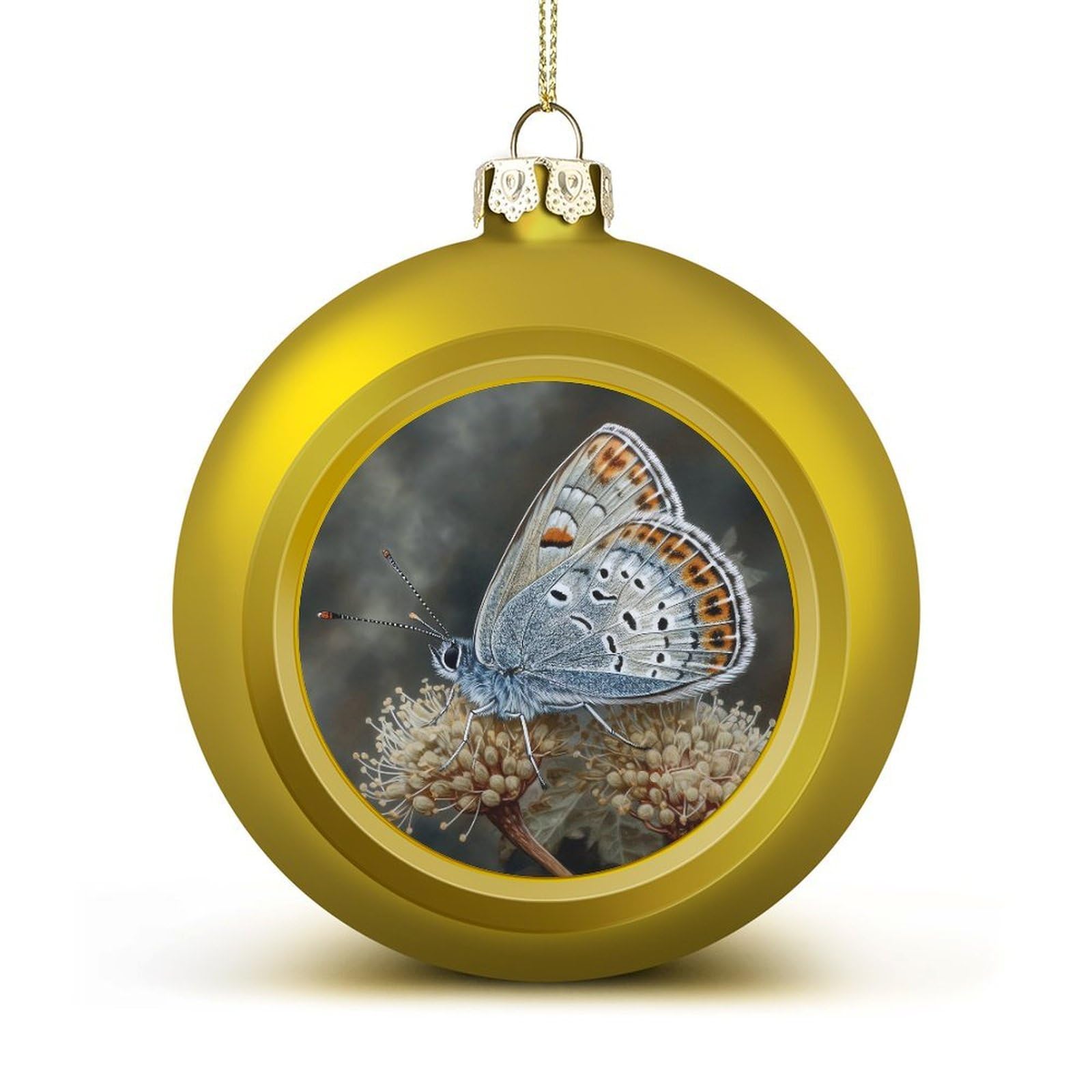 Butterflies Appear on Plants Christmas Balls Ornaments for Xmas Christmas Tree 1.6" Hanging Shatterproof Xmas Balls Hanging Decor Pendants for Holiday Party Outdoor Indoor DIY Craft Supplies