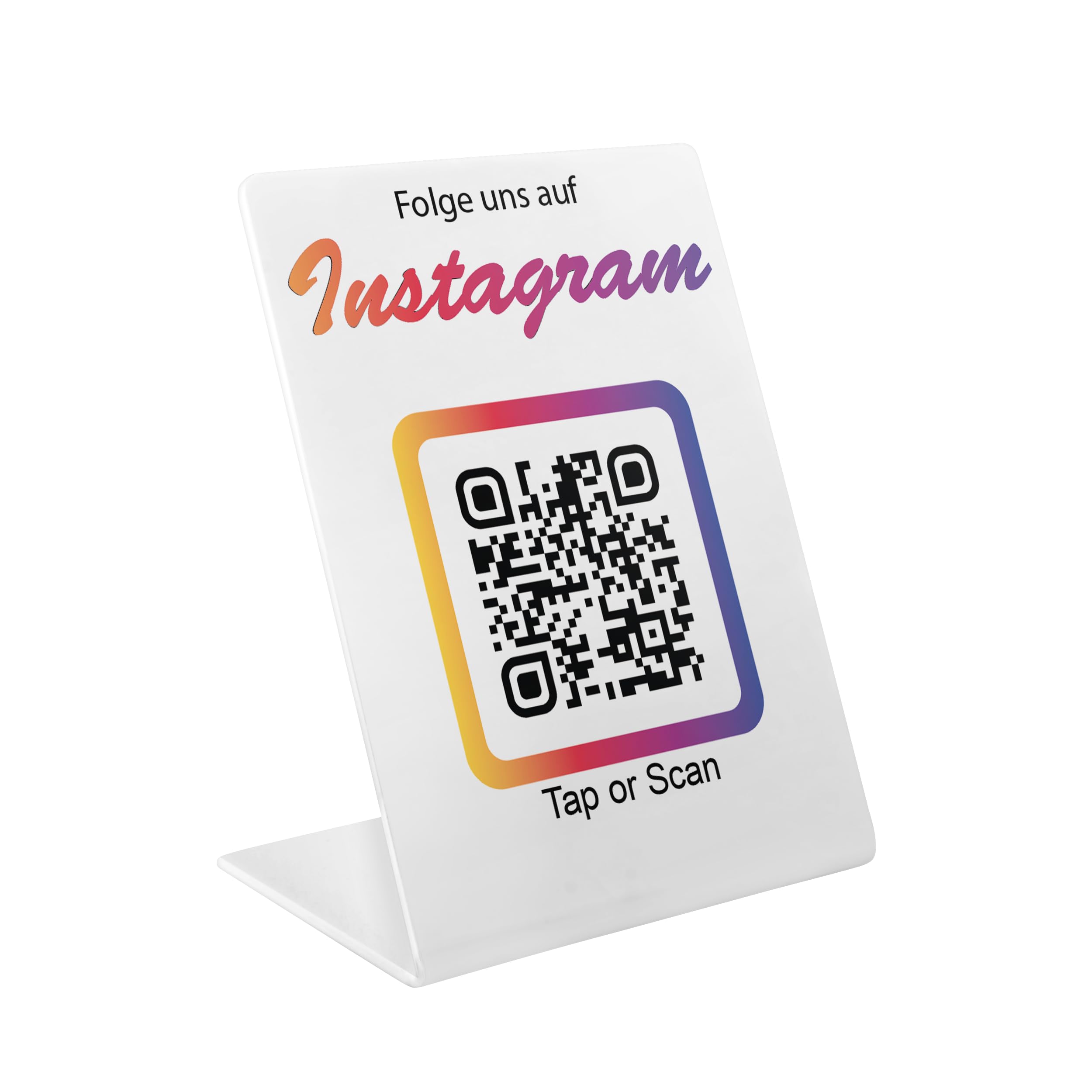 Instagram NFC & QR Aufsteller/Display/Schild für Google Restaurant,Laden,Kanzlei,... (V2 Weiß) (Instagram V3)