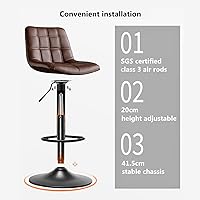 Vista 7 de Juego de 2 taburetes giratorios de cuero con altura ajustable y pies para cocina, comedor y elegantes sillas de bar Verdes.