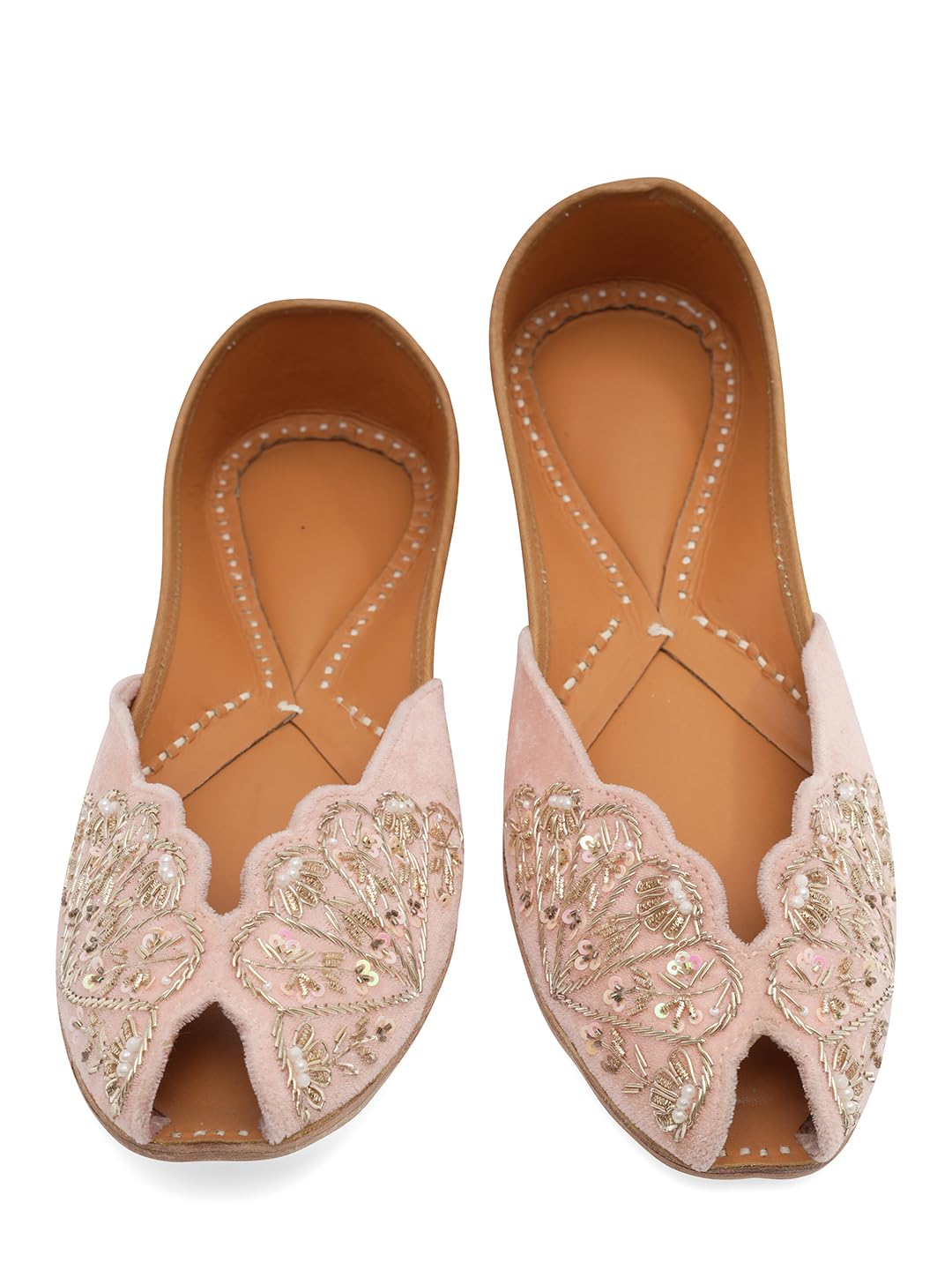 Women Embroidered Mojaris Flats | Pink Color-image-26
