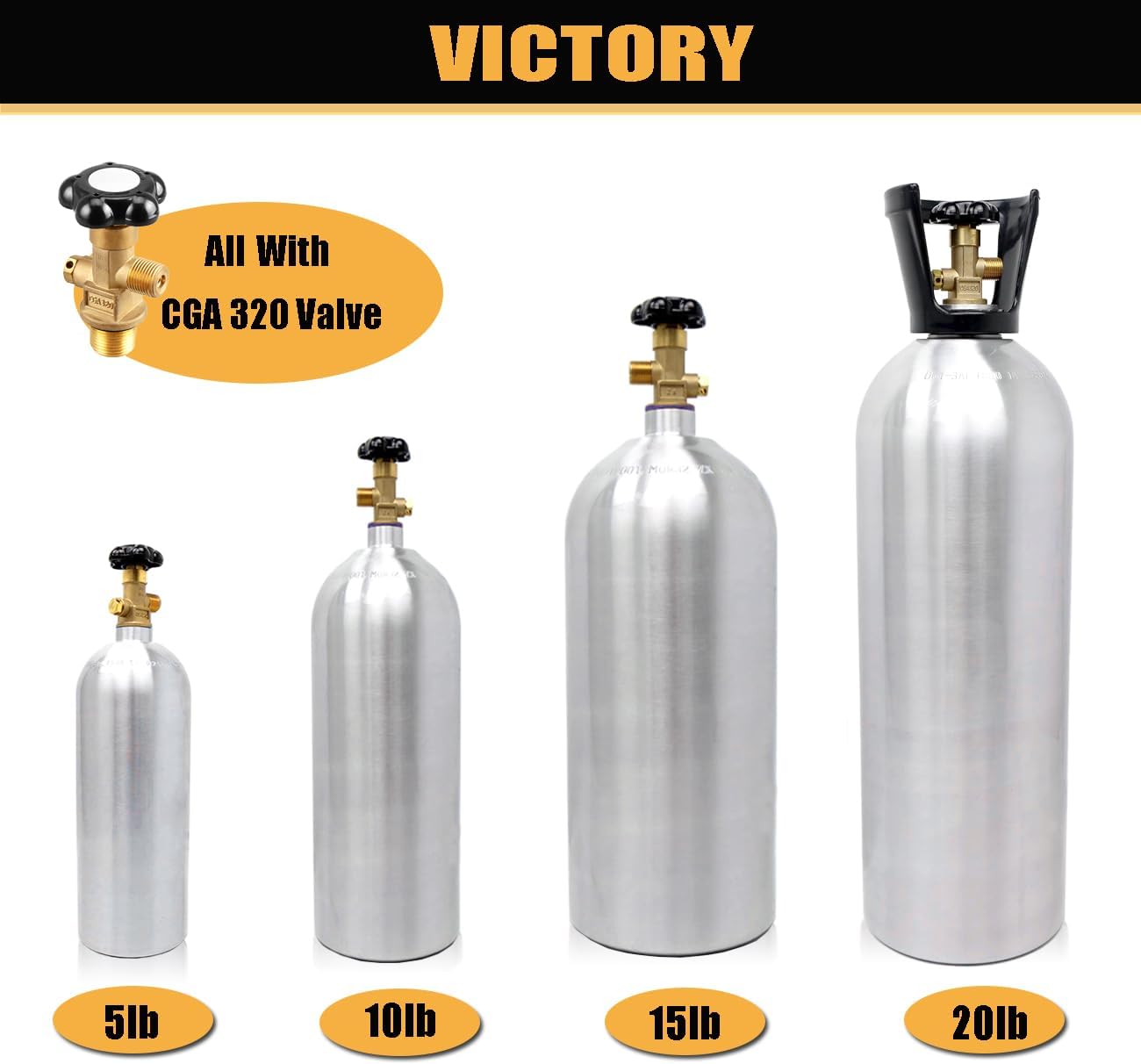 Victory 5lb CO2 Tank Aluminum Cylinder with CGA320 Valve