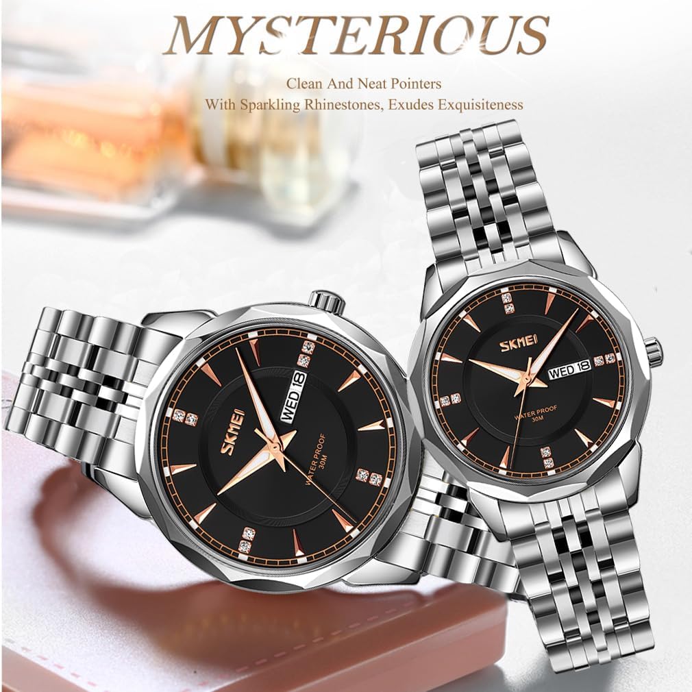 SKMEI Watch for Women Business Classic Fashion Stainless Dress Luxury Analog Waterproof Simple Day Date Ladies Female Wife Gifts Silver Gold Wrist Watches
