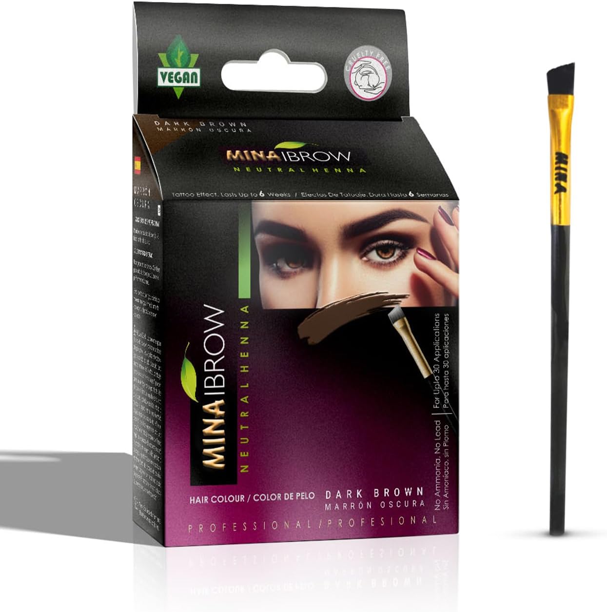 Dark Brown Powder | Natural Spot Coloring Brow Tinting Kit with Brush | Water & Smudge Proof, Instant Brow Dye, 100% Gray Coverage