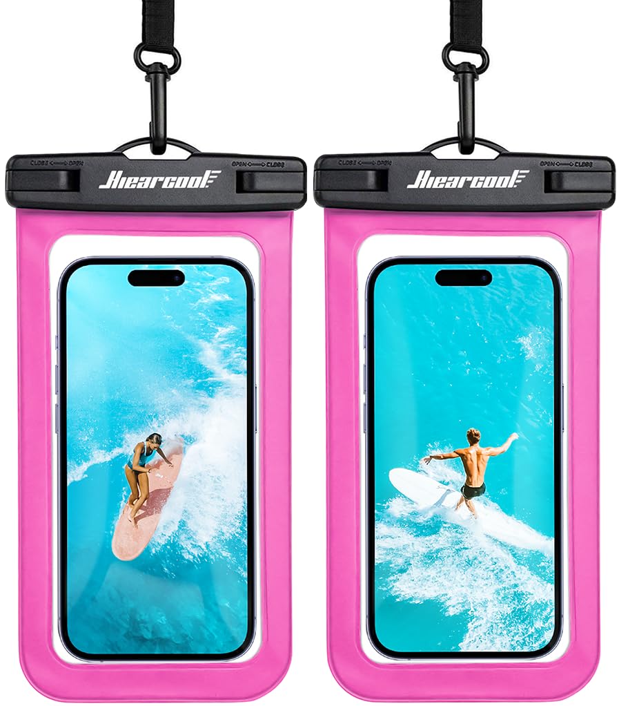 Hiearcool Waterproof Phone Pouch,Waterproof Phone Case for iPhone 17 16 15 14 13 Pro Max Plus up to 8.3",IPX8 Cellphone Dry Bag for Beach Cruise Travel-Bright Red-2Pack