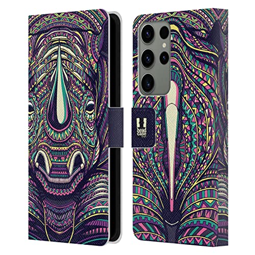 Carcasa Samsung Galaxy S23 Ultra de cuero sintético premium Head Case Rinoceronte Azteca