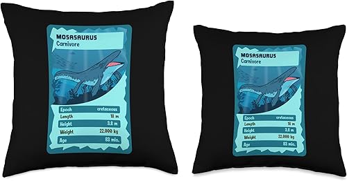 Miniatura 3 de Dino Toddler Gifts & Dinosaur Facts TShirts Quartet Card Mosasaurus - Almohada de dinosaurio (16 x 16 pulgadas), multicolor