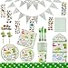 Produktbild New Celebration Ltd 124-teiliges Dinosaurier Kinder-Party-Set Dekorationen Tischwaren-Aufkleber 12 Gäste 13 Stück Einwegartikel