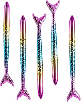 Rieort Ballpoint Pens 5pcs Ballpoint Pens Creative Mermaid Design Rollerball Pens Smooth Writing Gel Ink Pens for Student Neutral Pen Office Supplies Lightweight