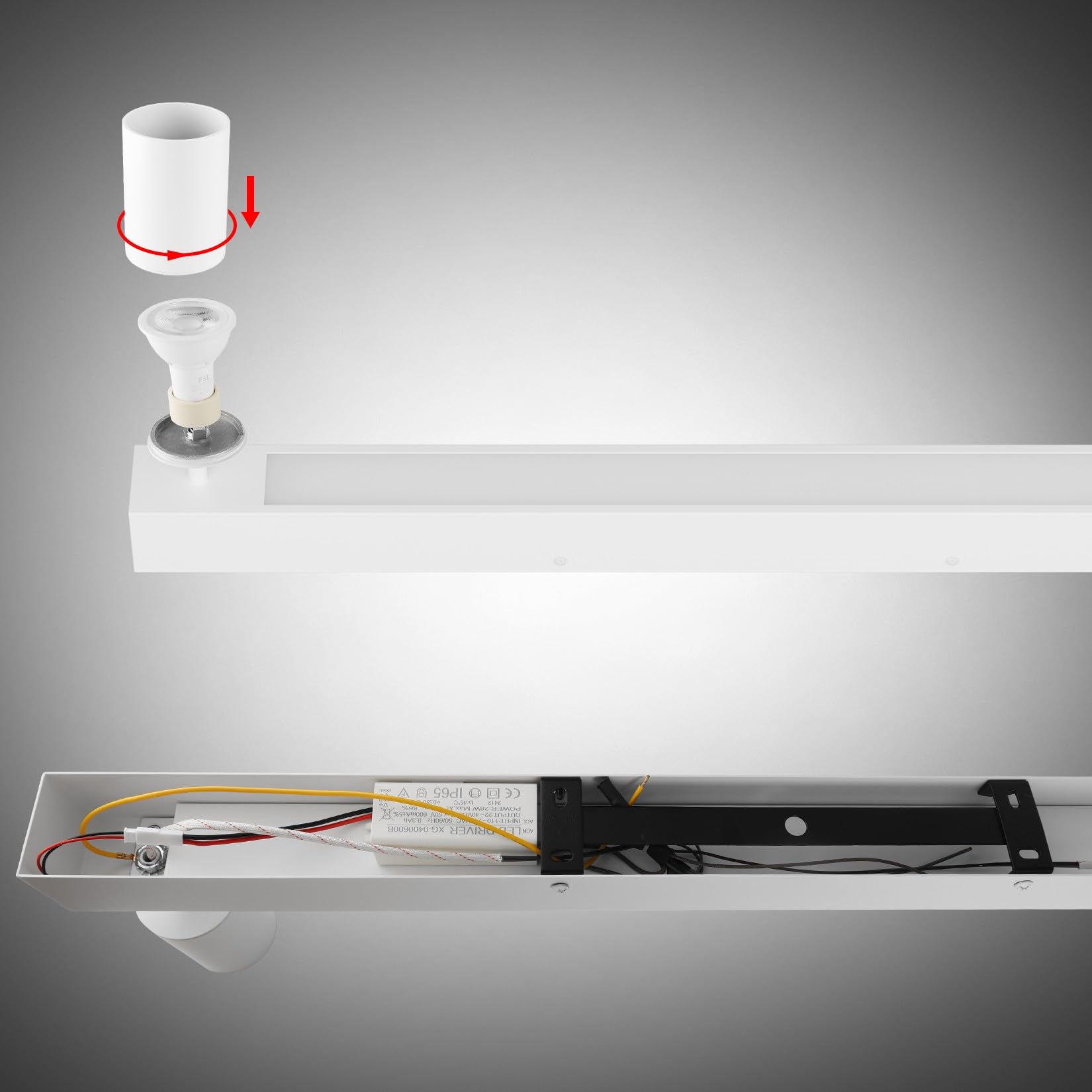 Klighten Lampara Techo con 2 Focos, 28W 2070 Lumen LED + 2 GU10 Casquillo, Focos de Techo Ajustables Moderno, Plafón Focos para Salon, Dormitorio, Cocina, Biacno, Bombilla GU10 no Incluida