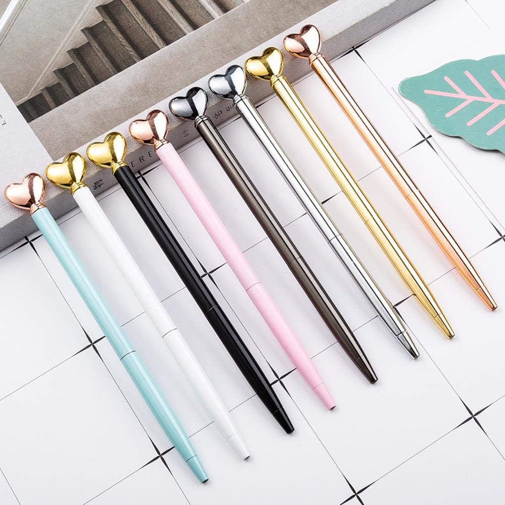 Heart Shaped Metal Ballpoint in Black Ink and gift box Ideal Gift in 5 beautiful colors (Rose Gold, Pink, White, Black and Turquoise Blue) Black Ink, Each Pen in Individual Box (Multicolor)