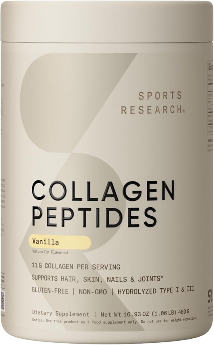 Proteína de péptidos de colágeno en polvo, vainilla (16.93 oz) | 11 g de colágeno alimentado con pasto por cucharada · Respaldo para el cabello, la piel y las articulaciones · Fácil de mezclar en café y batidos · Sin azúcar, 40 porciones