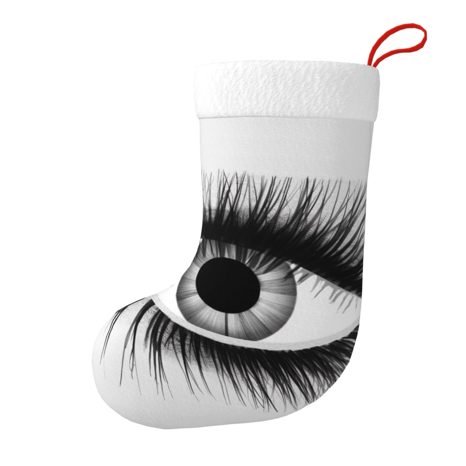 Eyelash Print Christmas Stocking, 28x45cm Holiday Hanging Stockings for Fireplace, Tree Decorations, Gift Giving, and Party Festive Decor