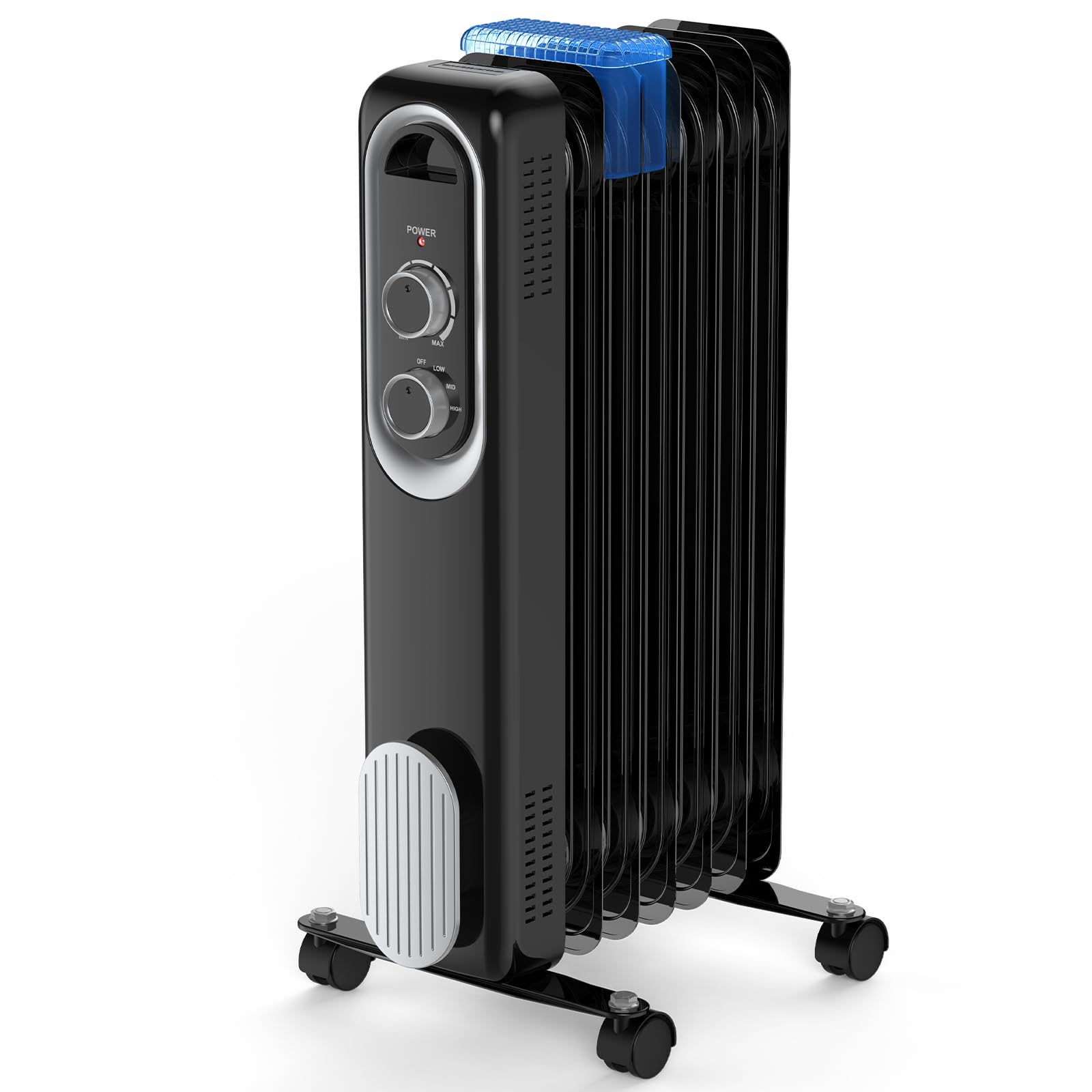 3 Power Modes, Whisper-Quiet Operation,Portable Space Heater with Tip-over&Overheat Protection, 4 Omni Casters OLIXIS 1500W Oil Filled Radiator Space Heater for Indoor Use, Black