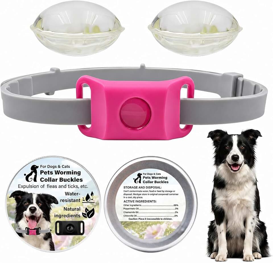 Aquality Collar antiparasitario con cápsulas reemplazables, ajustable, rojo