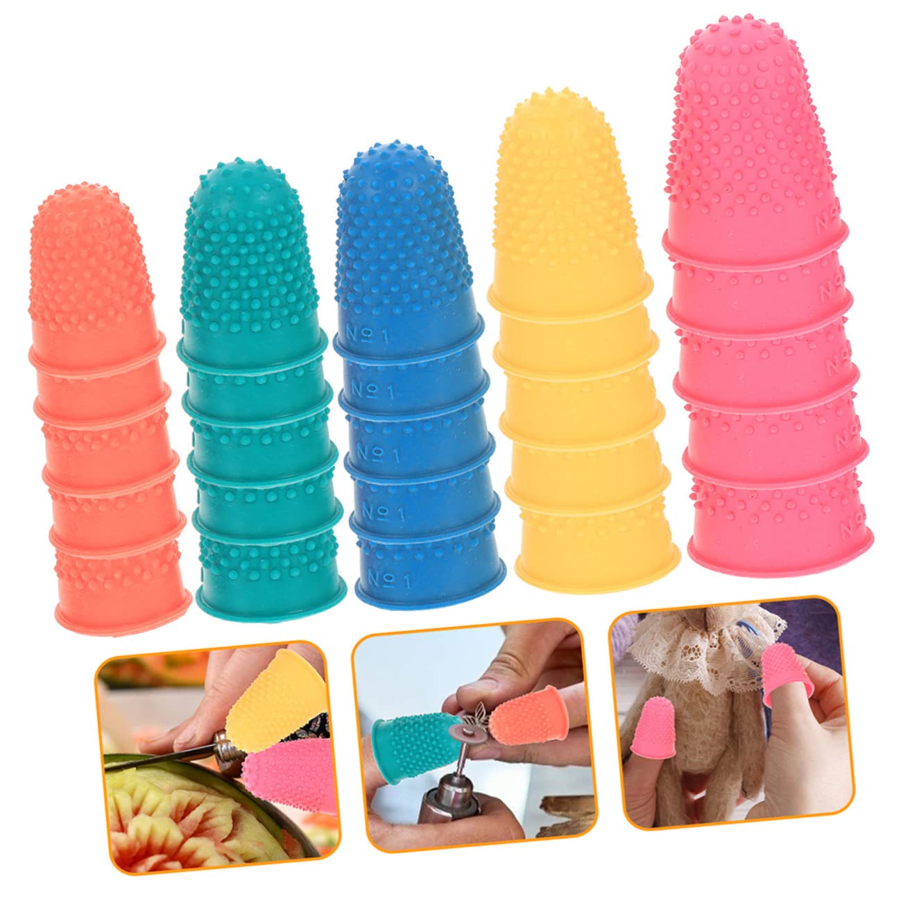 3 Series De Dedos De Caucho Antideslizantes Protección De Dedos Cubiertas De Escritura Y Manualidades Color Aleatorio 50 Piezas*3