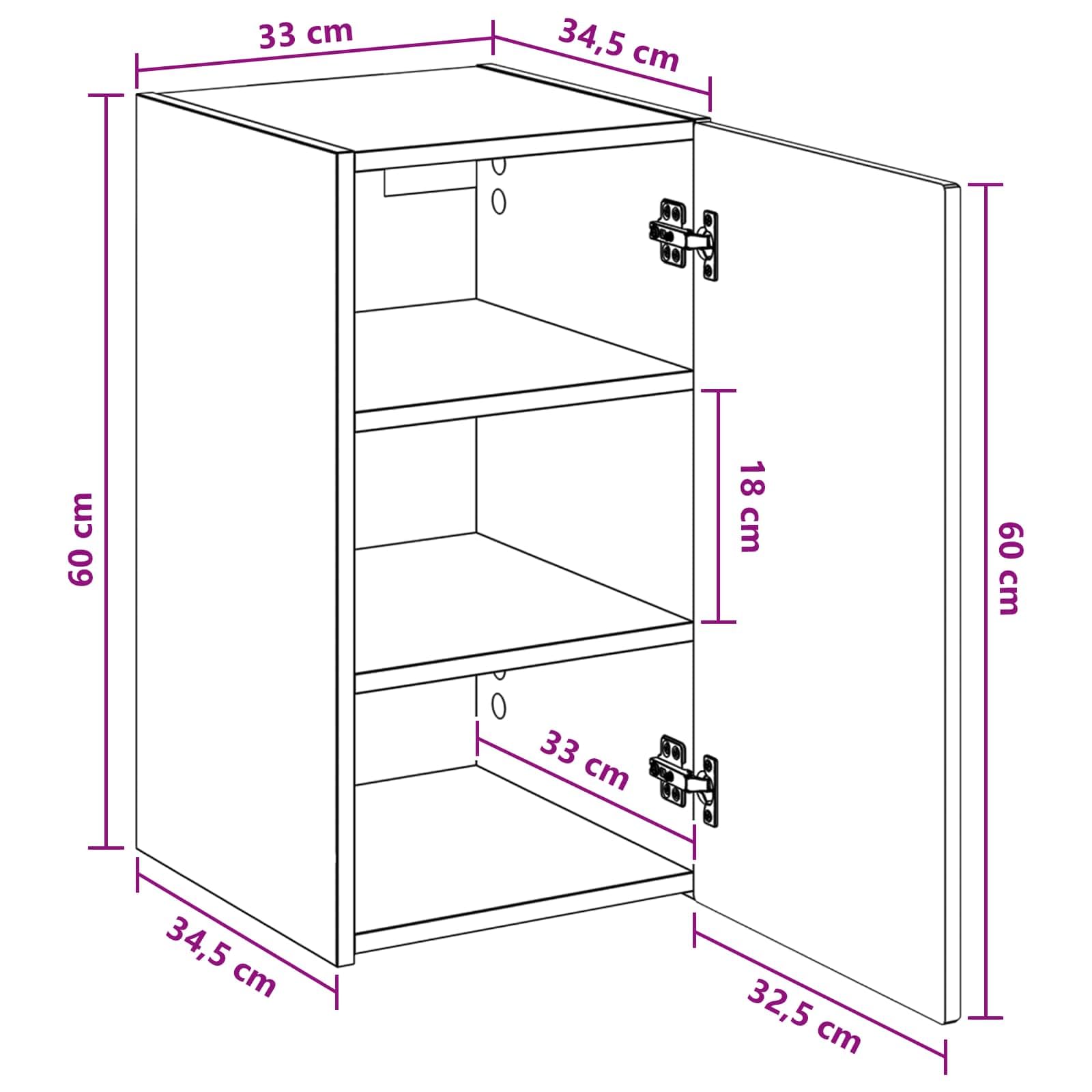 Armadietto da bagno da parete in legno bianco, 33 x 34,5 x 60 cm, con anta e molto spazio per gli ospiti, per ristrutturazione del WC e lavandino