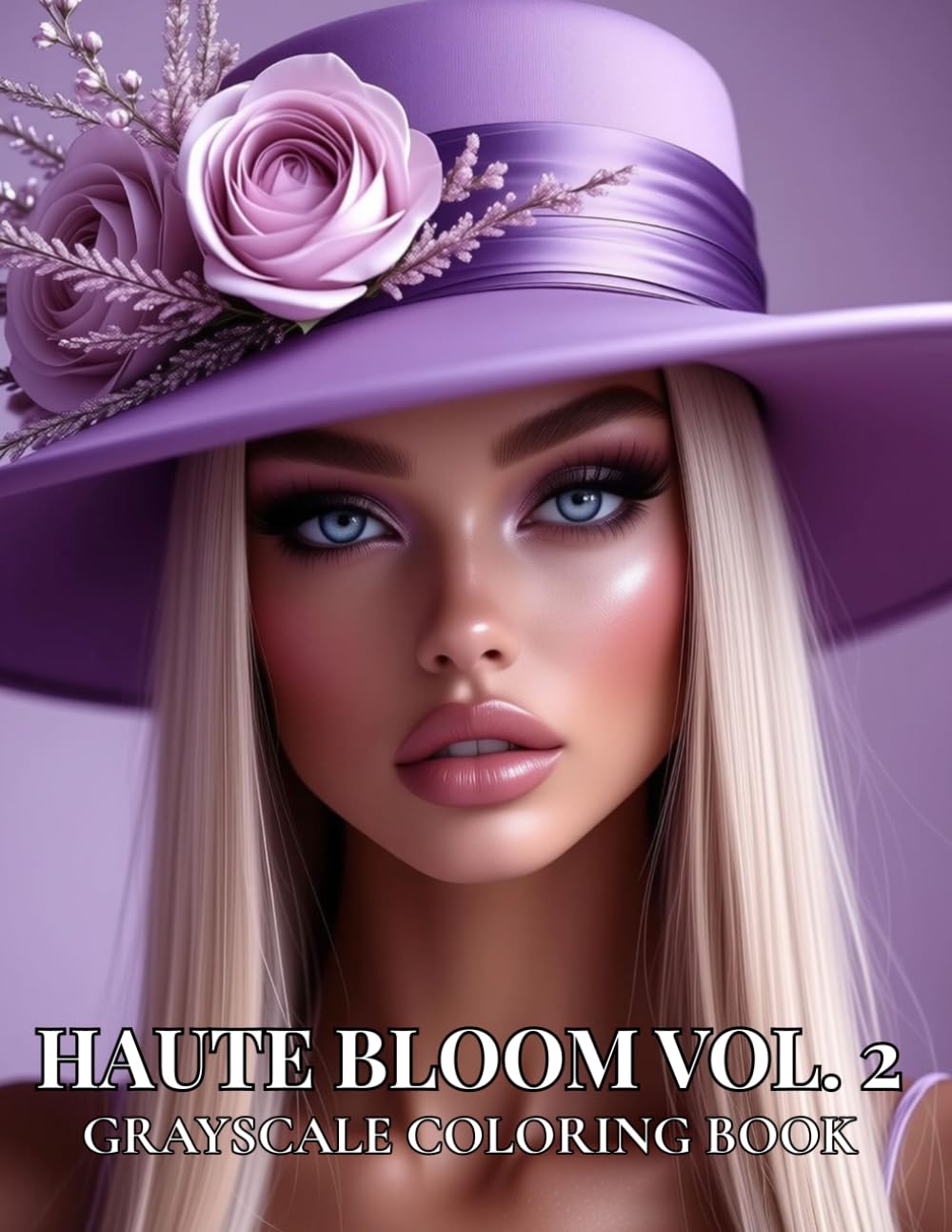 HAUTE BLOOM VOL. 2: Grayscale Coloring Book for Adults Featuring Elegant Women in Fashion Hats and Floral Portrait Designs – Volume 2