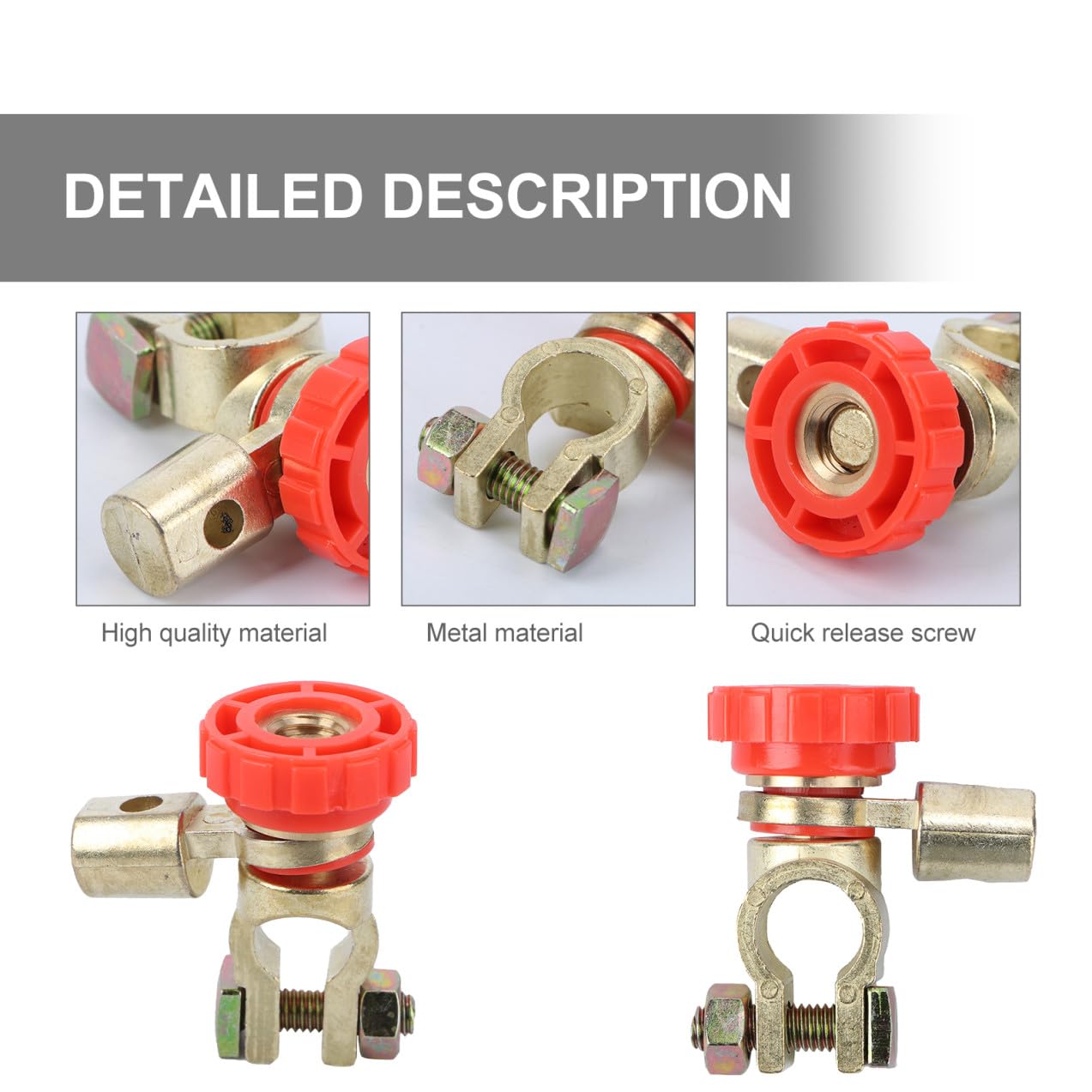 Battery Switch Disconnect Battery Disconnector 17mm Red Quick Release Screw for 6v-24v