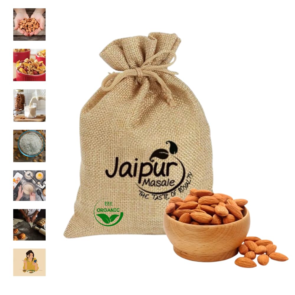 SHAAN-E JAIPUR Natural California Almonds | Badam | High in Fiber |Premium Badam Giri |Healthy and Tasty Dry Fruits Delicious Snacks - 100 gm with Jute Bags