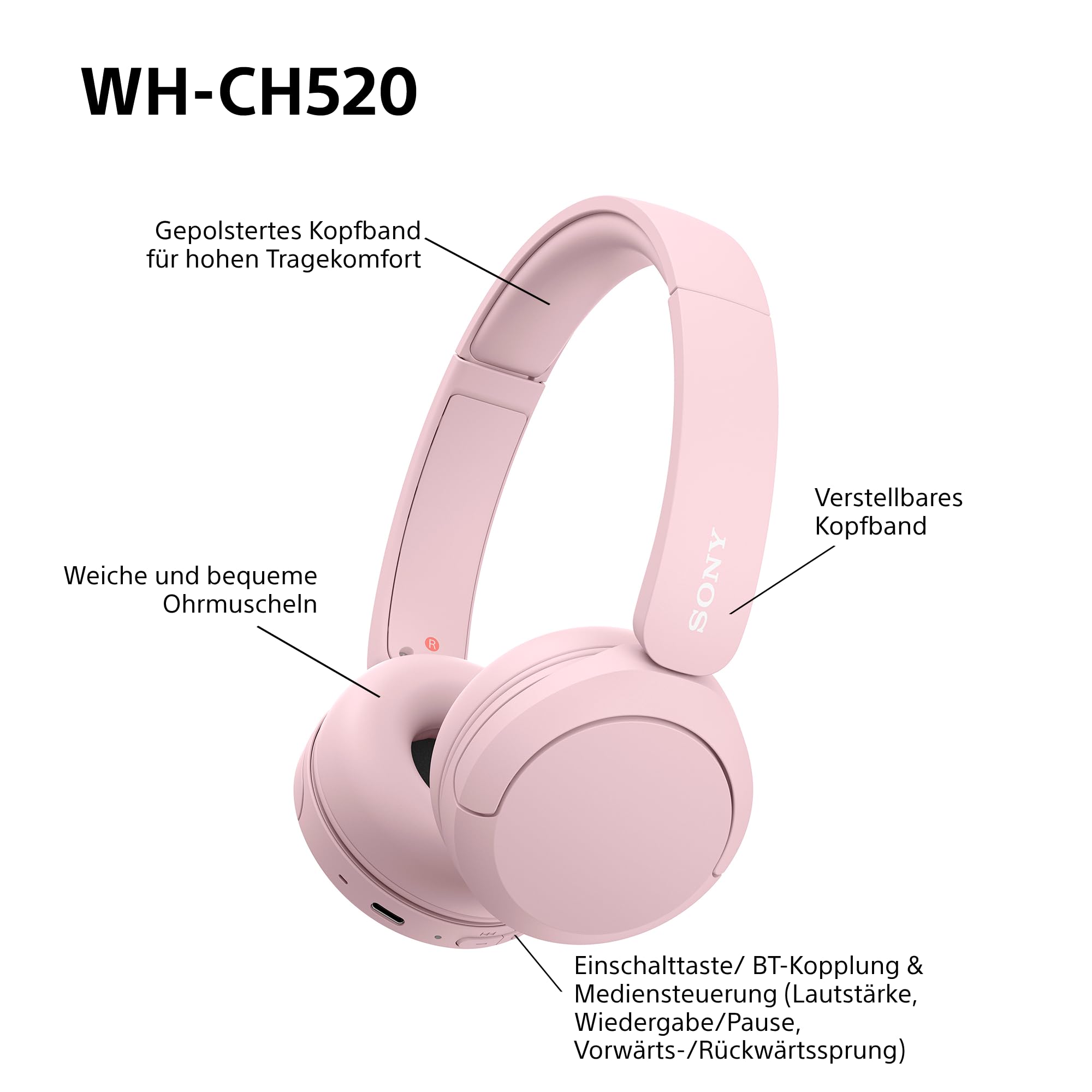 Sony WHCH520 On-Ear-Kopfhörer (Freisprechfunktion – Bild 8