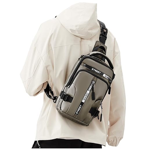 SEAFEW Khaki Sling Crossbody Backpack Shoulder Messenger Bag for Men Women, Mini Anti Theft One Strap Motorcycle Backpack Sling Tactical Chest Bag for Hiking Walking Biking Travel Cycling