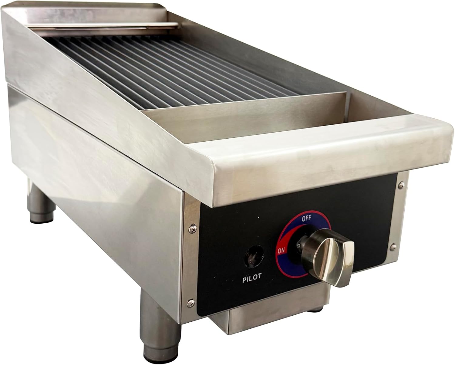 12'' Commercial Gas Charbroiler Countertop with 58022 BTU I-TypeSingle Burner, Stainless Steel Natural Gas Grill Steak, Broiler for Outdoor, Restaurants