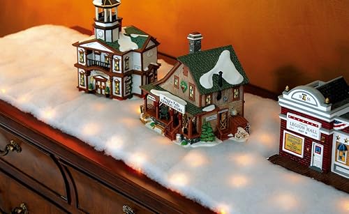 Miniatura 3 de Collections Etc Camino de mesa con pilas LED de nieve, color marrón