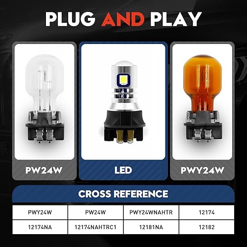 Miniatura 4 de VEHICODE PW24W PWY24W Bombilla LED blanca DRL luz de estacionamiento diurna luz de señal de giro 12181NA 12174 12182 Kit de lámpara de conversión de