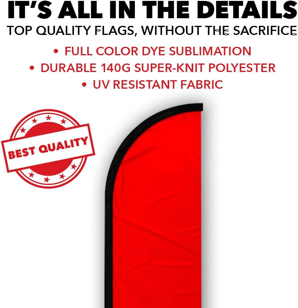 Infinity Republic - Red Solid Color Windless Full Sleeve Banner Swooper Flag - Perfect for Businesses, Restaurants, Cafes, Schools, etc!
