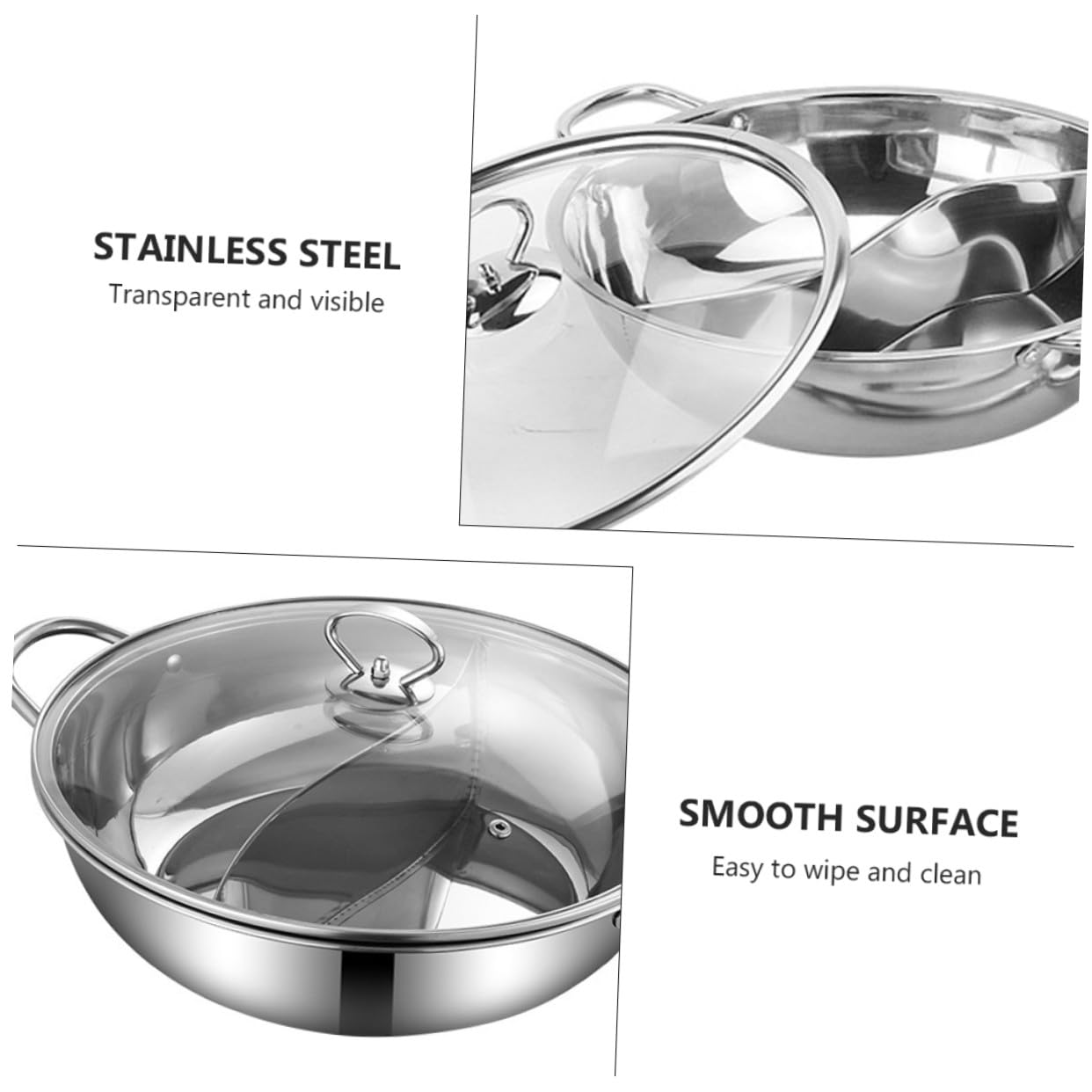 Didiseaon Olla Caliente Doble 32 Cm Acero Inoxidable Resistente Antióxido Utensilios Cocina Acero Inoxidable Menaje Hogar Set 4 Piezas para Cocina Asiática