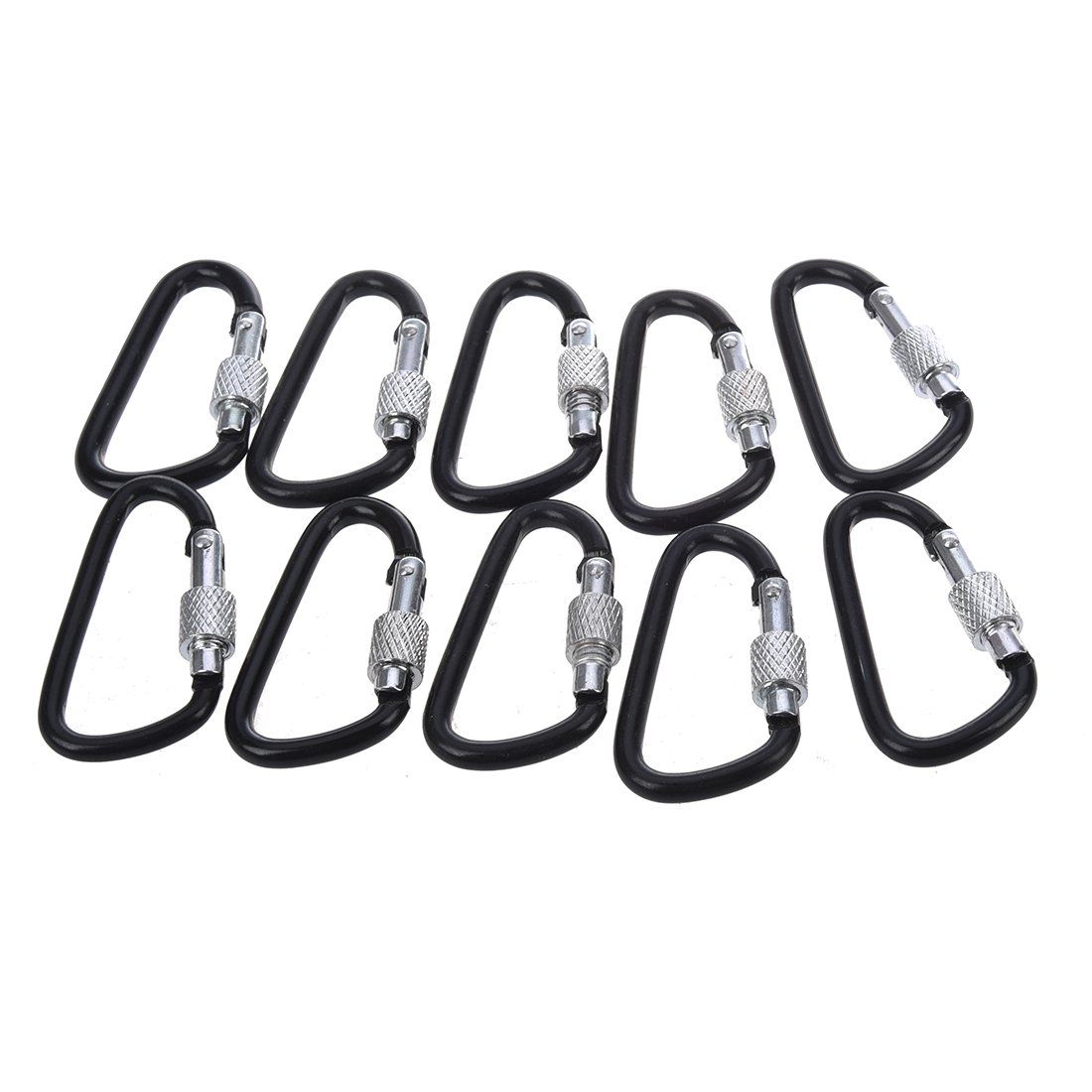 ArinkO Conector de Gancho de mosquetón en Forma de D Negro para Escalada - Paquete de 10