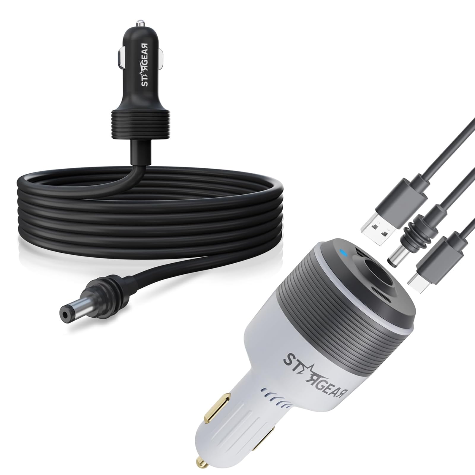 Starlink Mini 3-in-1 Car Charger, 12V to 24V DC Step Up Converter with Dual USB Ports,Starlink Mini Cable 12V Power Cable 3M/10FT, 16AWG Cigarette Lighter to DC Cord