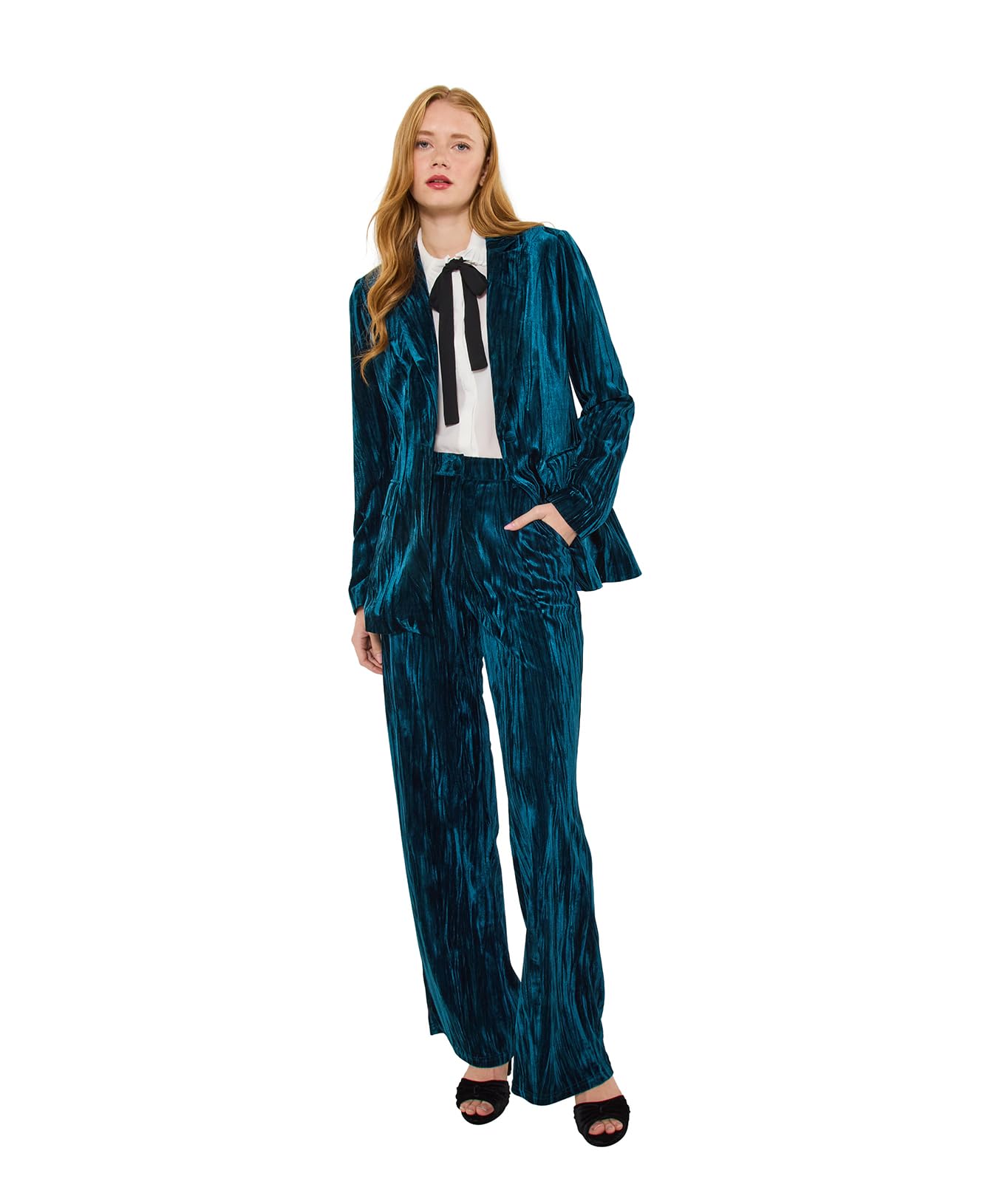 Joe Browns Women's Crushed Velour Jacket, Regular, Blue, UK 12