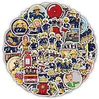 Fireman Sam Theme Sticker 100 PCS Anime Stickers Kids DIY Fireman Sam Stickers Set for Laptop Travel Case Notebook Scrapbook Waterproof Graffiti Decals Kid Teen Gift